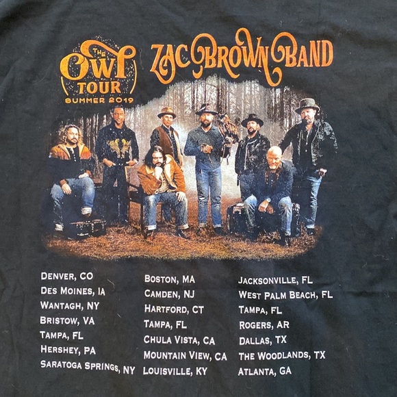 Zac Brown Band The Owl Tour Summer 2019 Concert Black Short Sleeve Womens Large - Picture 5 of 6